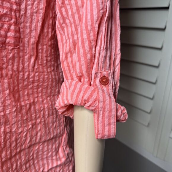 Soft surroundings MEDIUM shirt M pockets tunic beach 100% cotton - Picture 3 of 10